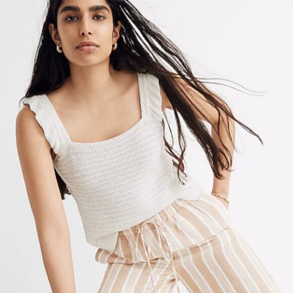 NWOT // Crochet Ruffle Strap Sweater Tank - Picture 2 of 5